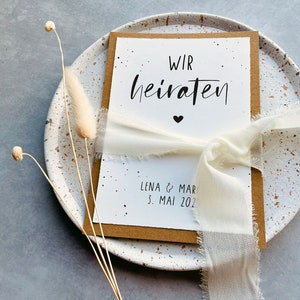 Einladung Hochzeit Kraftpapier, Hochzeitseinladung schlicht, Einladungskarte Büttenpapier image 2