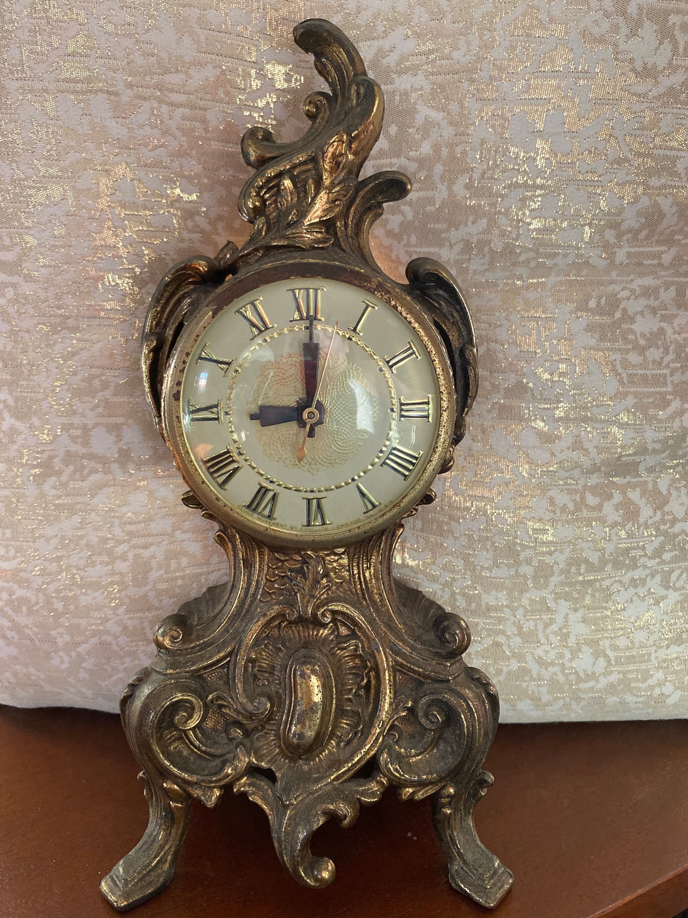 VTG 1970s Imperial Italian Ornate Mantel Clock Bronze/brass Etsy
