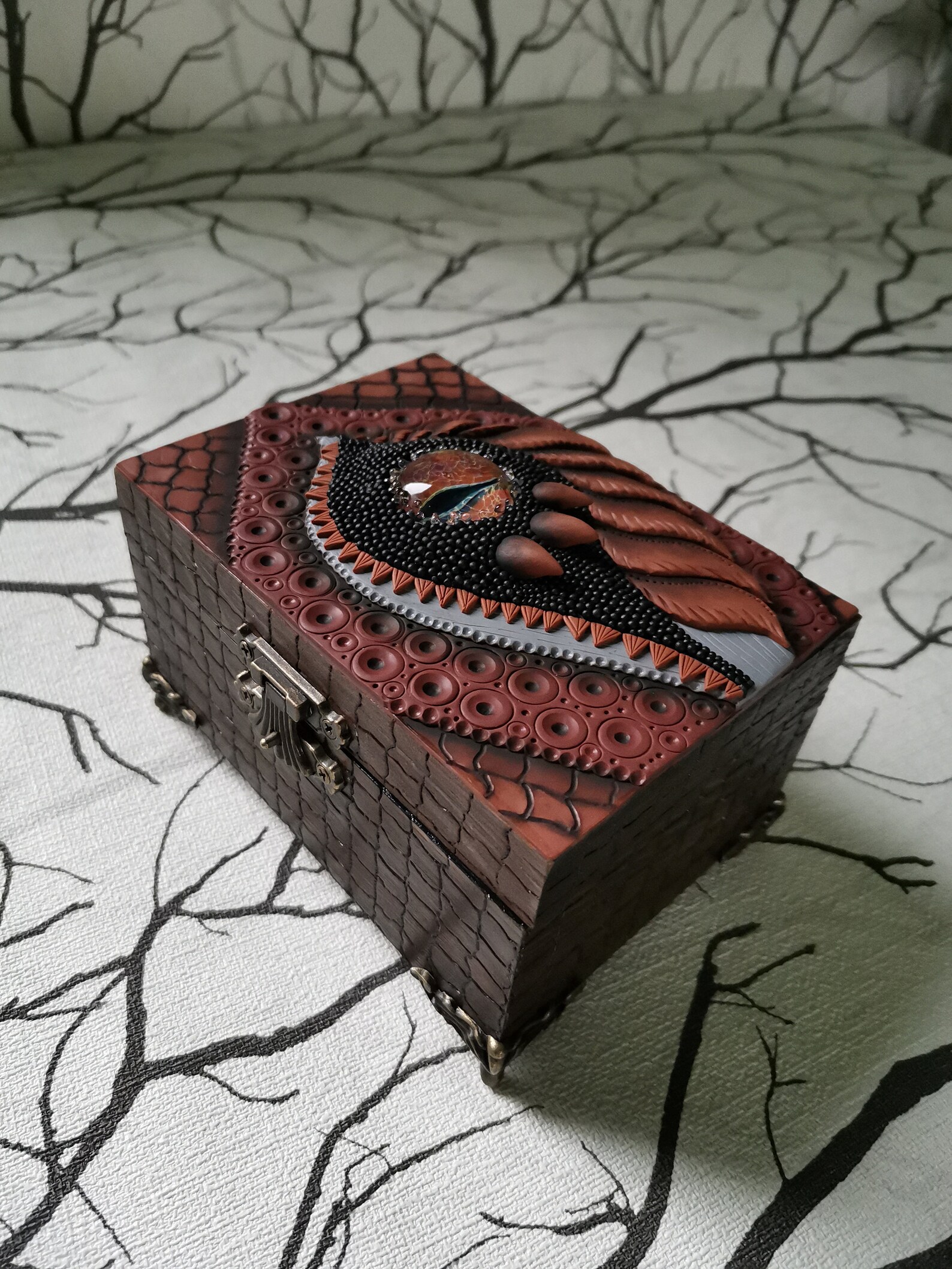 Dragon box. Unique wood box. Decorative wooden box with Eye of Etsy