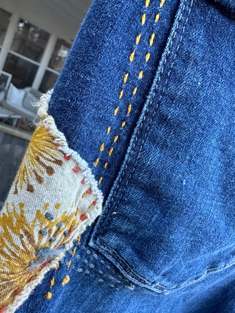 Slow Stitched Patched Embroidered Boyfriend Jeans Upcycled - Etsy