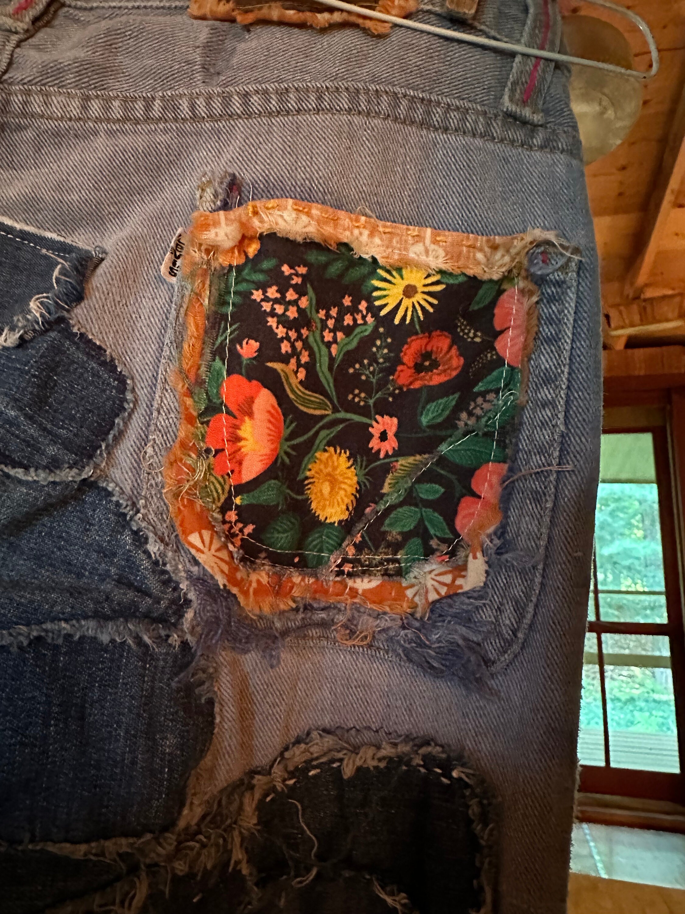 Authentic 1970s Vintage Hippy Patchwork Jeans Mended Authentic 1970s Vintage Hippy Patchwork Jeans Mended