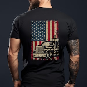 Truck Driver T-Shirt - Gifts for Truck Drivers - Truck Driver Shirt - Patriotic TShirt - Truck Driver USA Flag Gift Patriotic Trucker TShirt