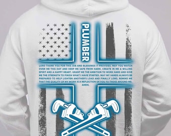 Plumber T-Shirt, Plumber Gift, Awesome Plumber Shirt. American Flag Plumber With Cross And Prayer. Patriot Plumber T-shirt