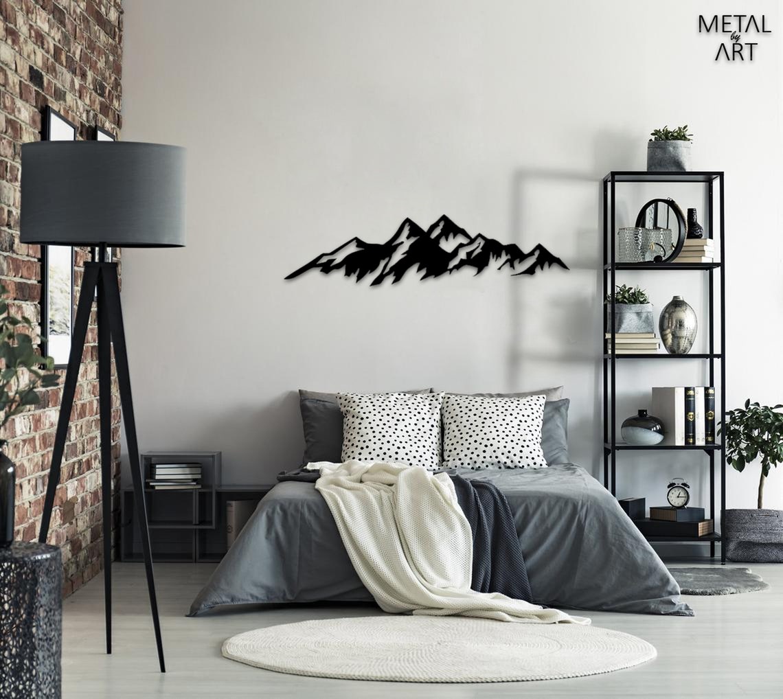 Mountain Metal Wall Decor Snowy Mountain Wall Art Texture Etsy