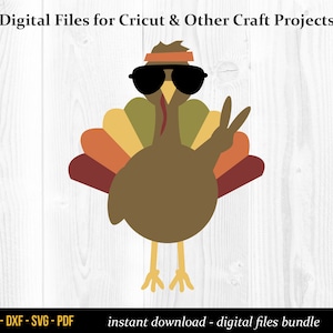 Peace Sign Turkey SVG, Turkey PNG, Thanksgiving SVG, Cute Funny Turkey Files for Cricut & Craft Projects, Turkey Clip Art, Digital Download