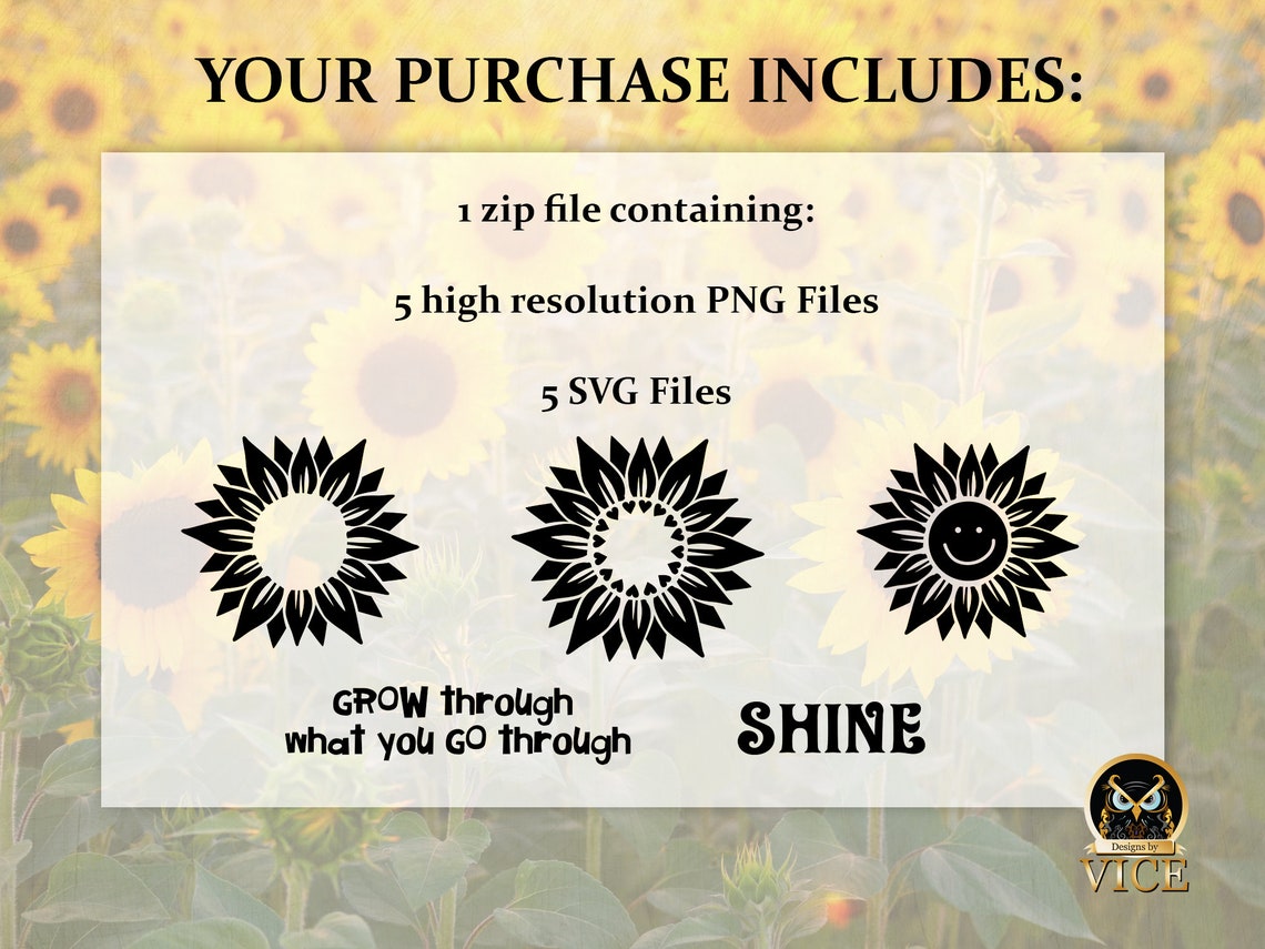 Sunflower SVG PNG Bundle, Flower Svg Png Cut Files for Cricut ...