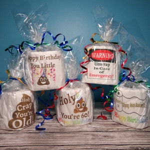 Printed Birthday Toilet Paper Gift, Funny Birthday gift, Gag gift, over the hill, bathroom decor,Adult Funny Gift, Present