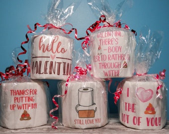 Printed Valentine's Day Toilet Paper Gifts, Funny Valentine's Gifts, Crappy Toilet Paper gifts, Gifts for him, gifts for her