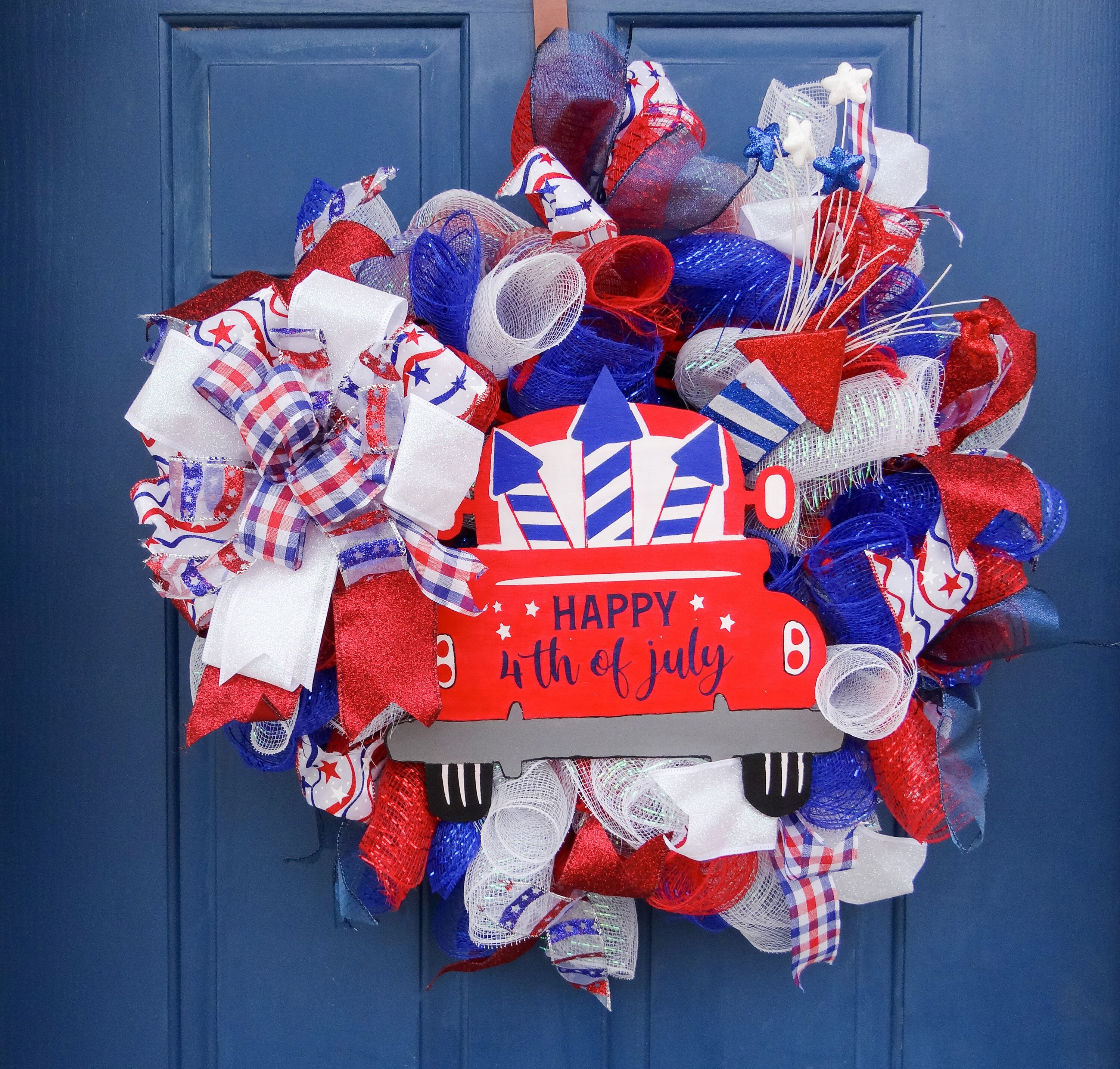 Home & Living Wreaths & Door Hangers Home Décor Patriotic Wreath Happy ...