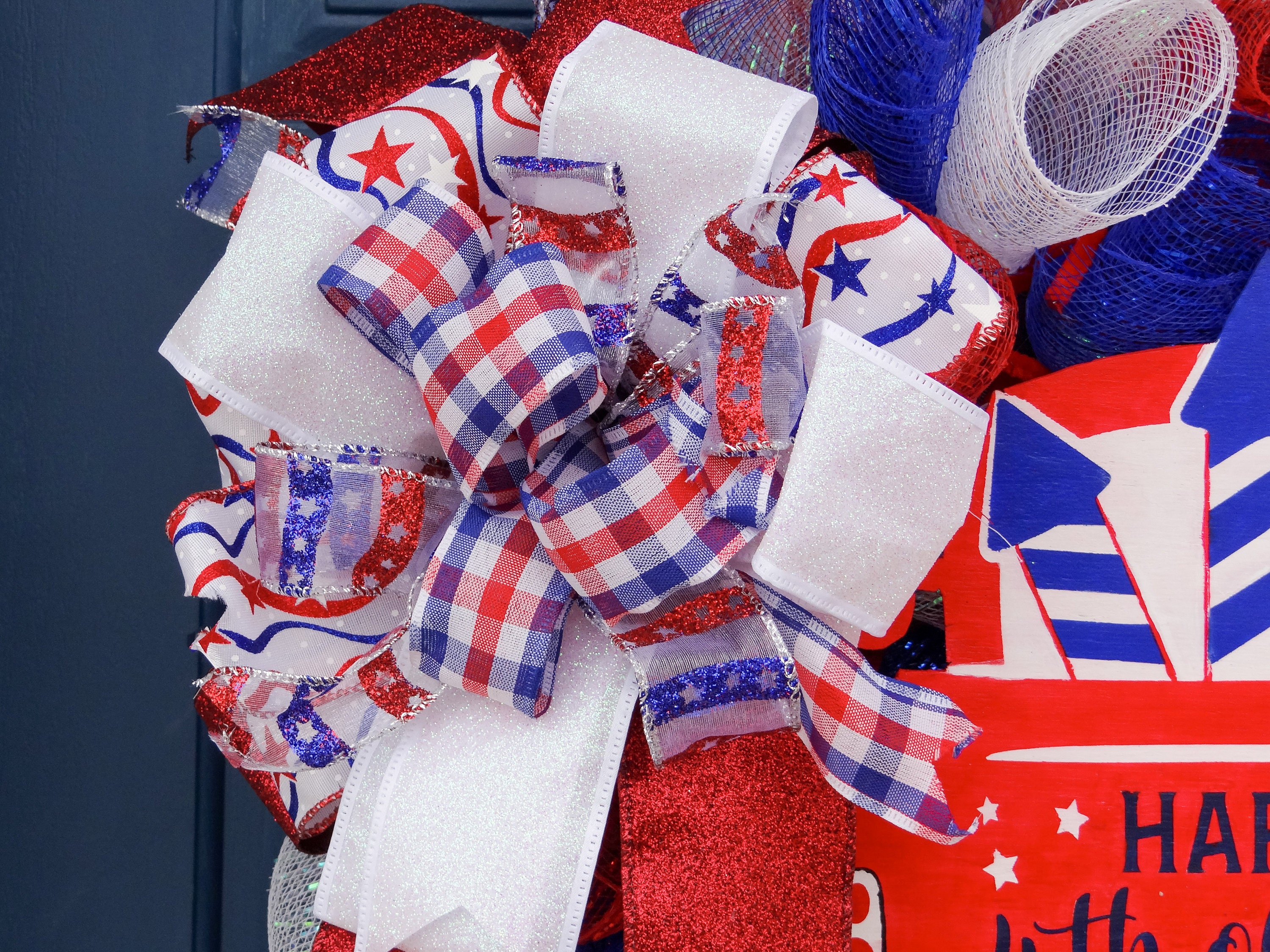 Home & Living Wreaths & Door Hangers Home Décor Patriotic Wreath Happy ...