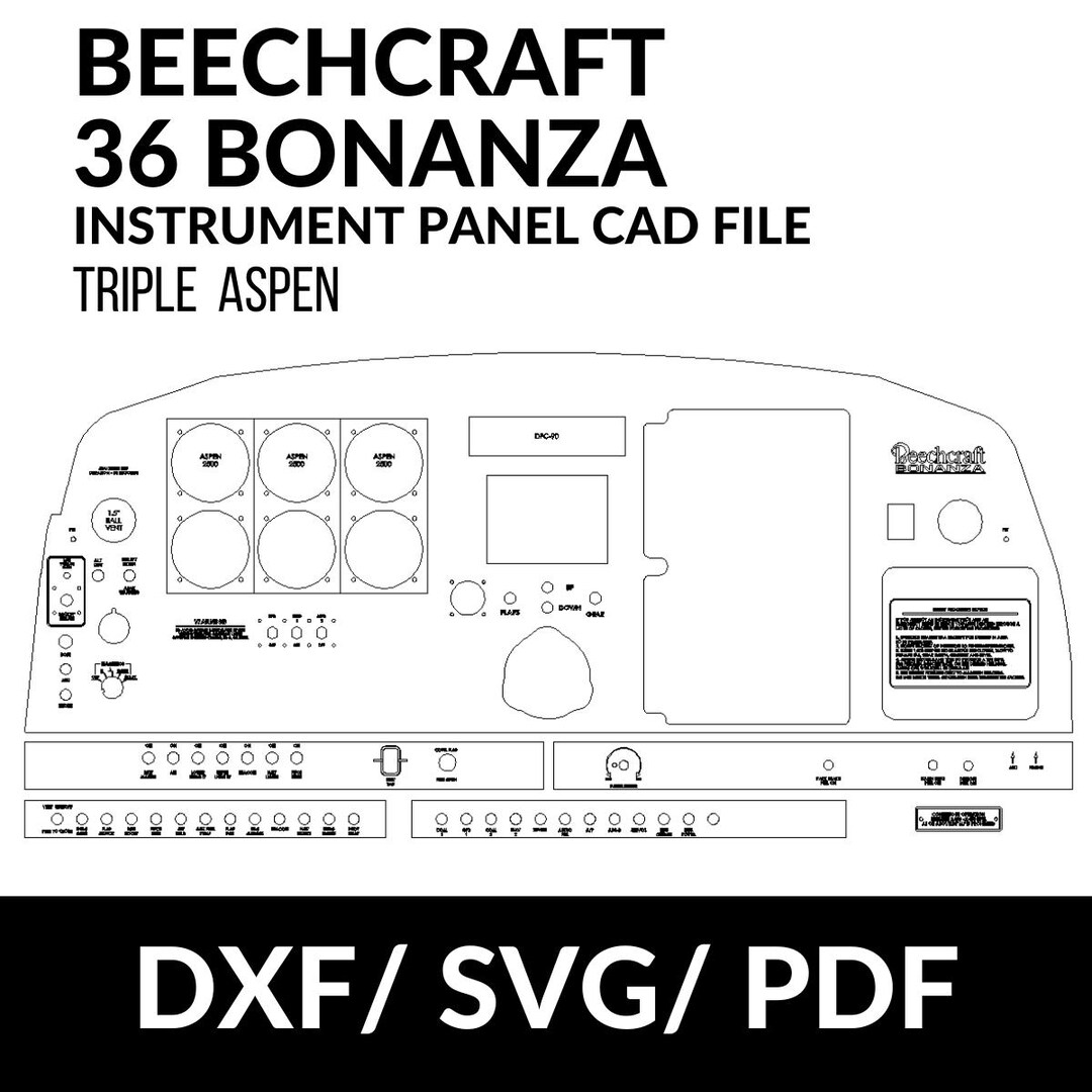 Beechcraft 36 Bonanza Instrument Panel CAD File (triple Aspen) - Etsy