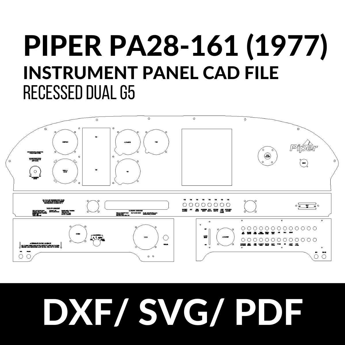 Piper PA28-161 (1977) Instrument Panel CAD File (recessed Dual G5