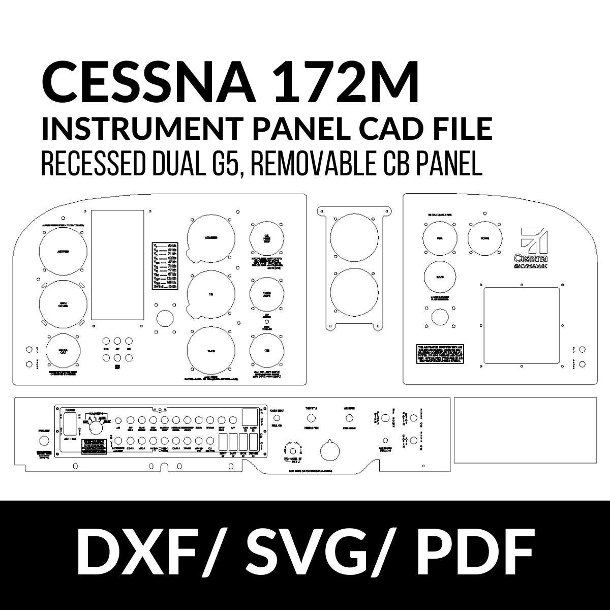 Cessna 172M Instrument Panel CAD File (recessed Dual G5, Removable