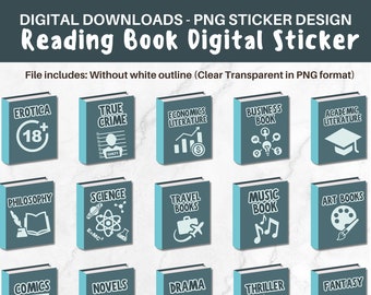 Pegatinas de géneros literarios, pegatinas para planificador de listas de lectura (descarga digital)