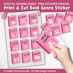 34 pegatinas de lectura digital, pegatinas de libros de lectura impresas y cortadas, lista de lectura pegatinas de géneros de libros digitales