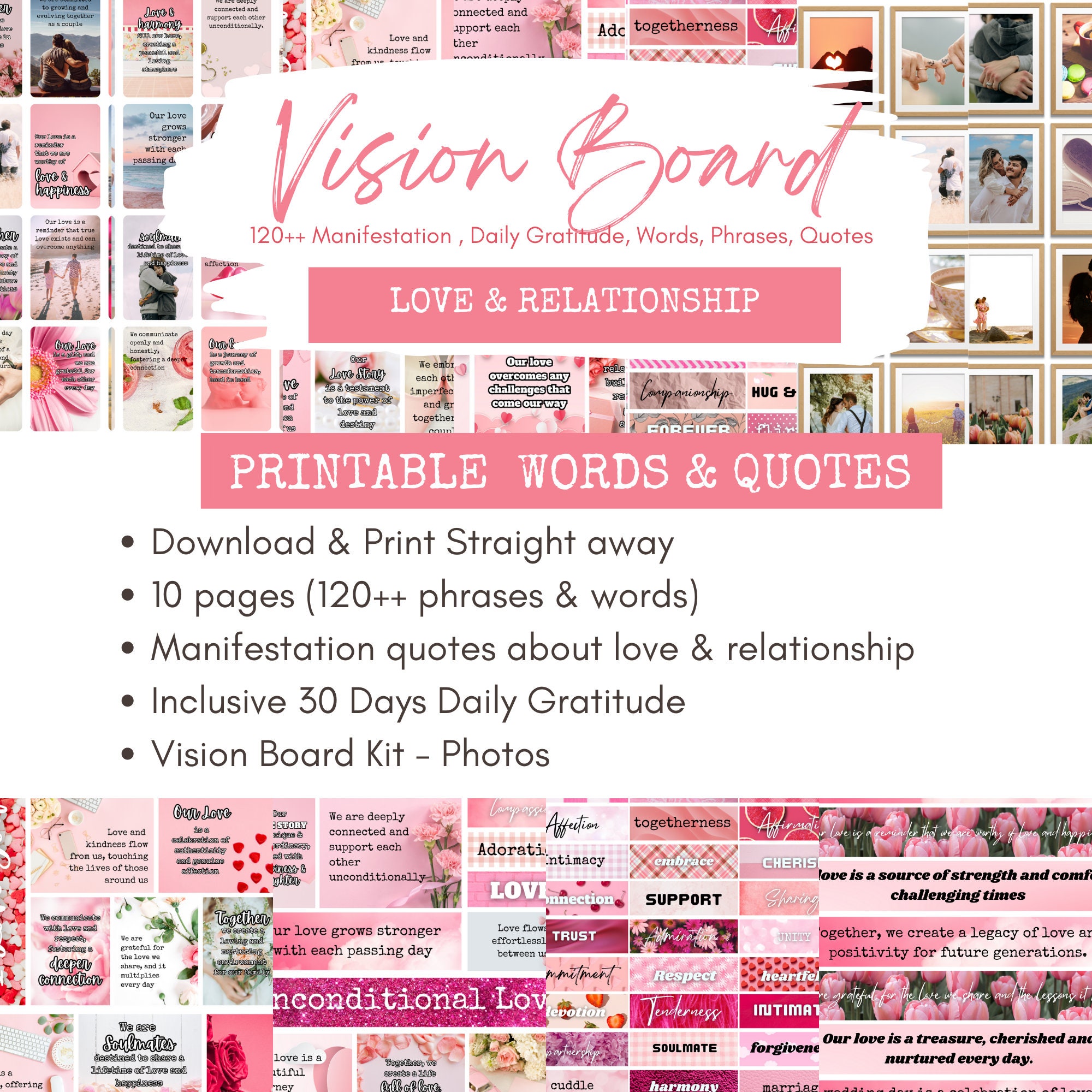 Printable Vision Board Manifesting Love Relationship Manifest Couple ...