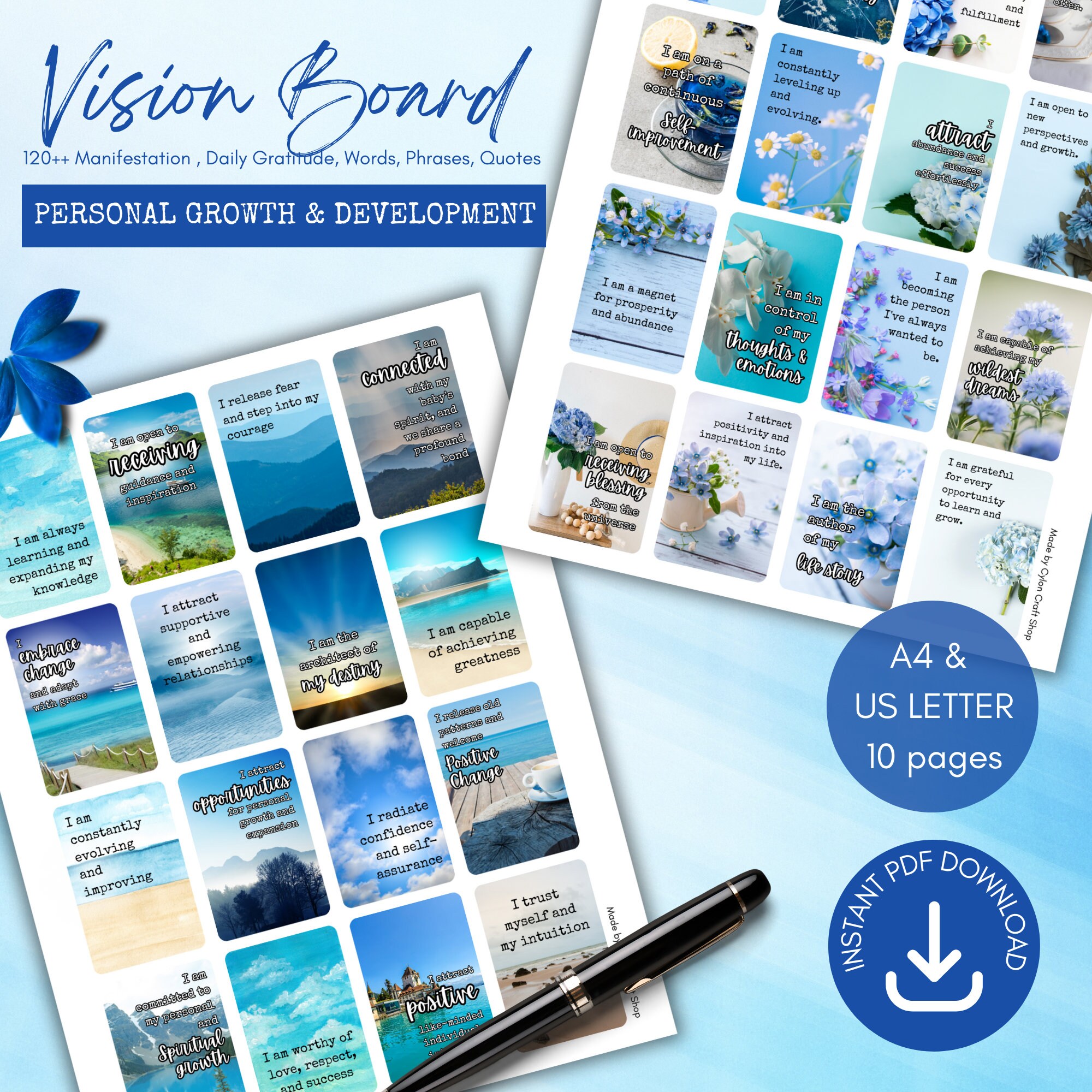 Vision Board Kit 120 Manifestation Gratitude Prompts Printable Vision Board Kit 120 Manifestation Gratitude Prompts Printable