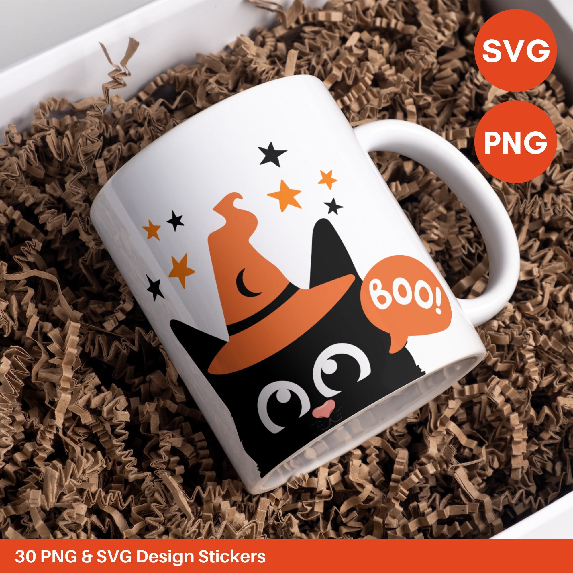 Cute Halloween Sticker Bundle Halloween PNG Funny Halloween Sticker Halloween Printable Sticker Cute Spooky Stickers SVG PNG Cute Black Cat