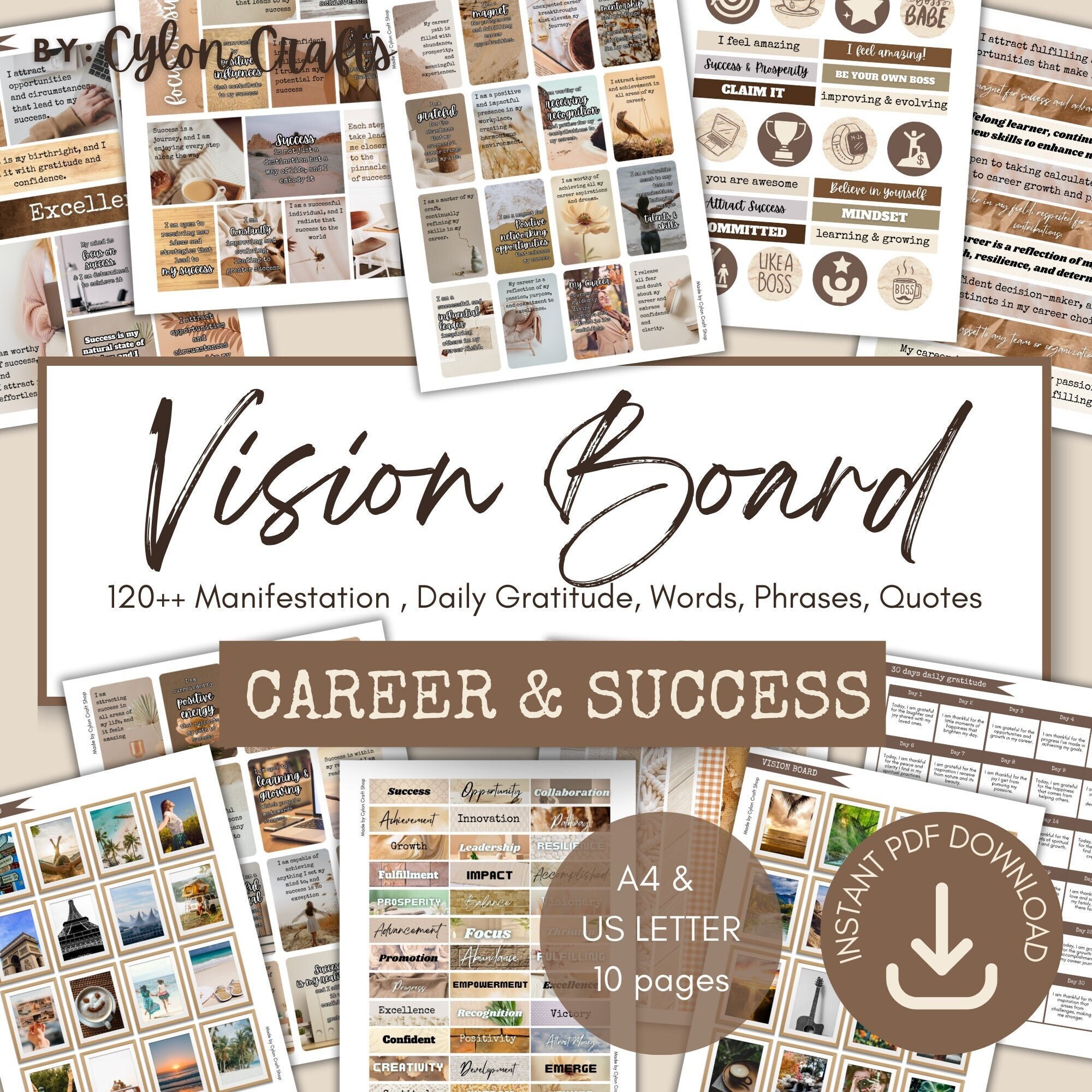 Printable Vision Board Manifesting Career Success Manifestation Success Printable Vision Board Manifesting Career Success Manifestation Success