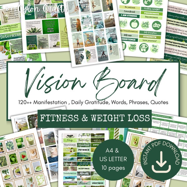 Printable Vision Board Kit manifesting weight loss manifestation fitness vision board manifesting losing weight quotes for weight loss