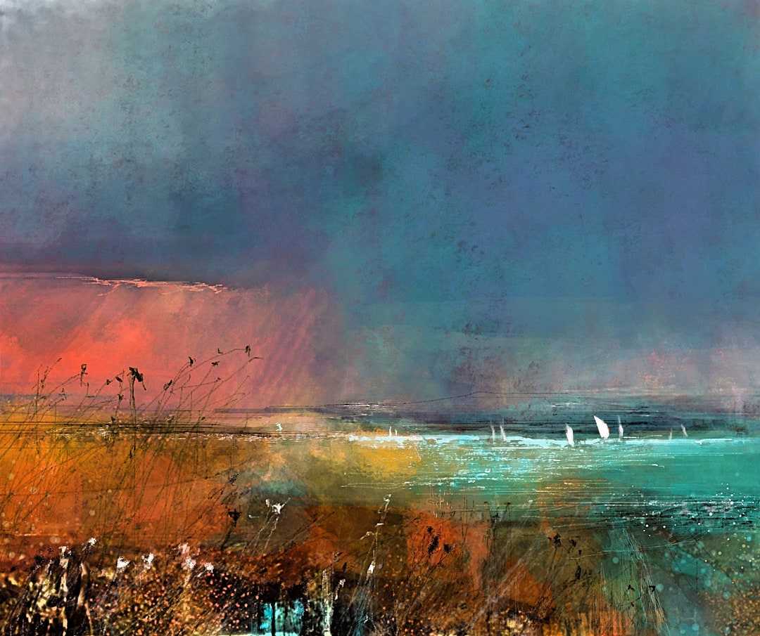 Across the Solent to the Isle of Wight Giclee Paper or Canvas Print Natures Seasons Boats River