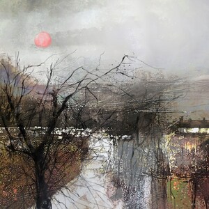 Río Ouse en inundación / Giclee Print / Paisaje / Semi abstracto / Natures Seasons / Downs / Flood 2000 / Lewes Vale