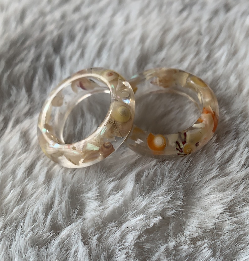Shell Embedded Rings Handmade Seashell Resin Ring – Ocean Nature Inspired Jewellery - Etsy