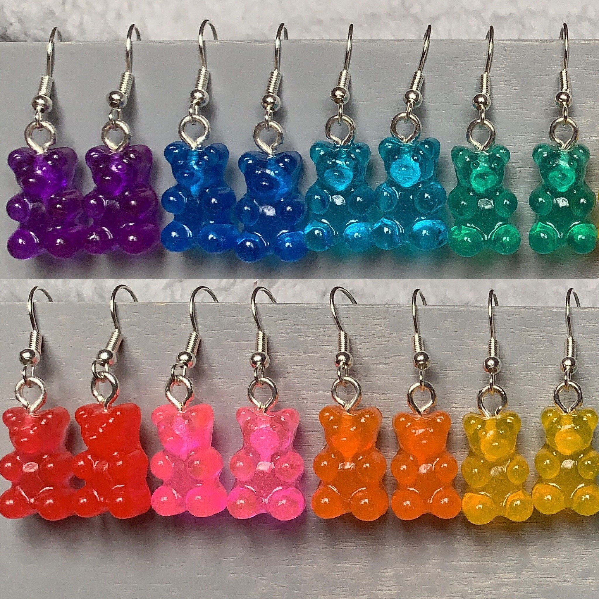 Rainbow Gummy Bear Earrings Etsy