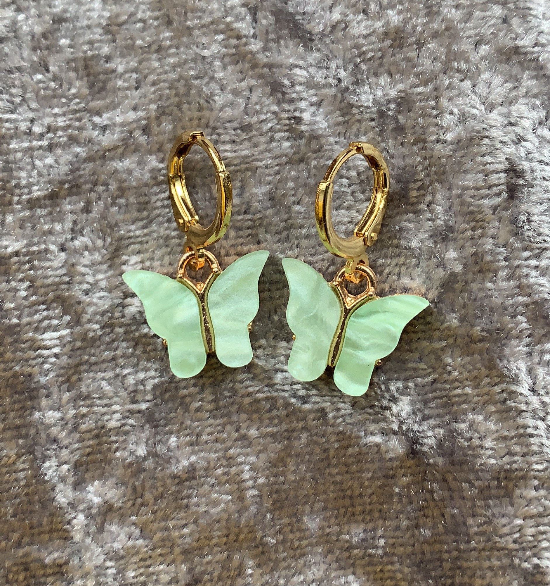 Minty Green Butterfly Earrings Etsy