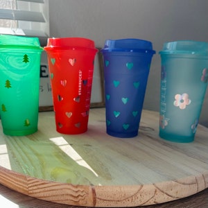Colored hot cup, coffee cup, tea cup, hot drinks cup, colored hot cup, flower cup, hearts cup, reusable coffee cup image 2