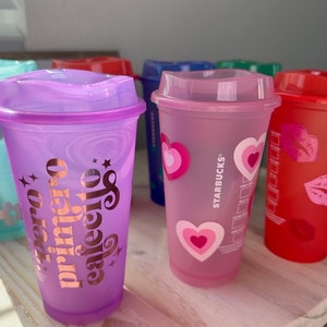 Colored hot cup, coffee cup, tea cup, hot drinks cup, colored hot cup, flower cup, hearts cup, reusable coffee cup image 1