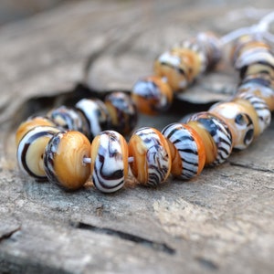 21 pcs Beige Brown lampwork beads set, Coffee brown glass beads, Ethnic glass beads, Murano glass beads, Handmade lampwork bead set