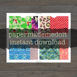 Printable Pockets - Quilted Pockets for Journaling - Journal Supplies - Digital Paper - Ephemera