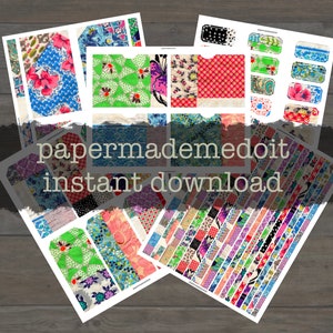Printable Journal Kit - Quilted Pockets, Journal Cards, Labels, Tags, Washi Strips - Ephemera