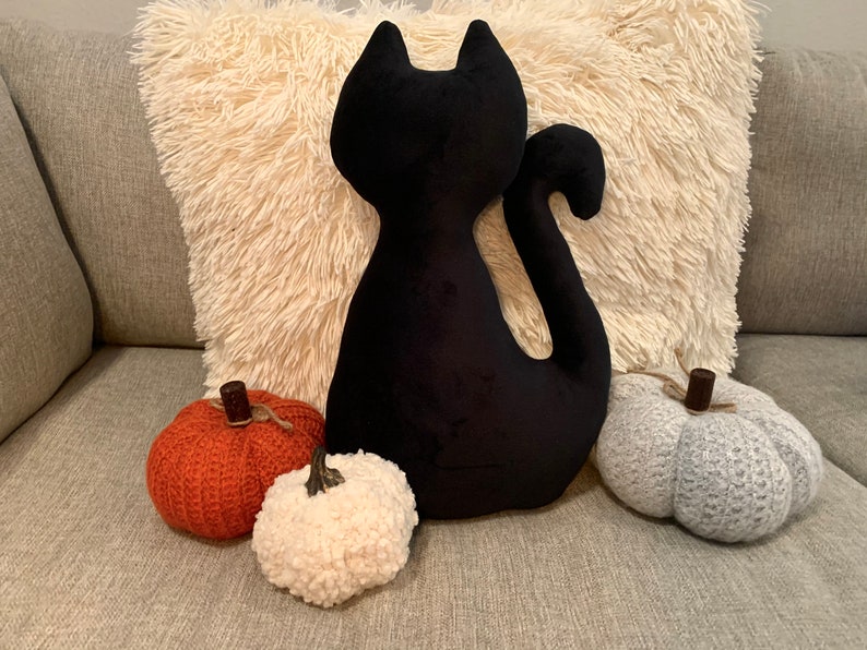 Black Cat Pillow Halloween Plush Pillow Etsy