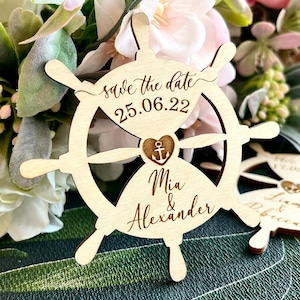 Nautical Save the Date Magnets - Wooden Sea Wedding Invitation - Custom Anchor Invitation - Sailor Wedding Invite