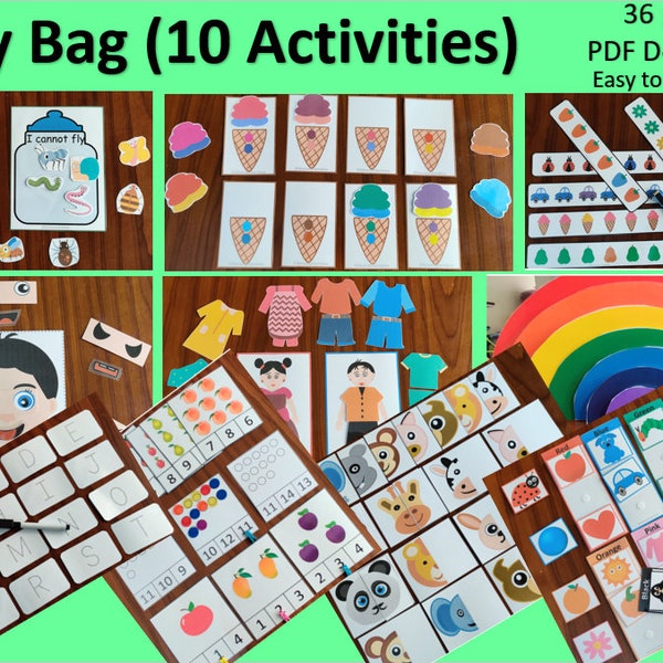 Busy Bag for Toddlers & Preschoolers | Activities Kit | Quiet Time Activities | Early Learning Kit | Morning Basket
