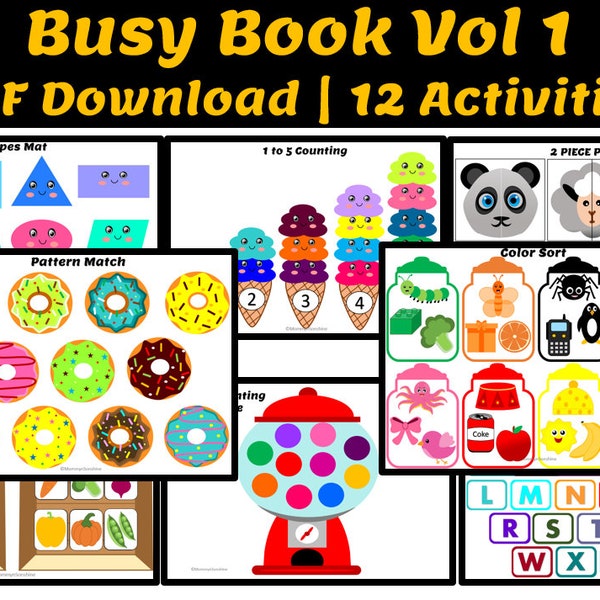 Busy Book Vol 1, Busy Binder for Toddlers & Preschoolers for 2 to 3.5 years