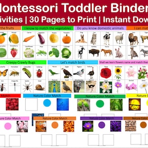 Montessori Busy Binder for Toddler and Preschoolers, Early Learning Printables for 1 to 2.5 years