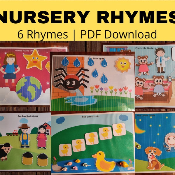 Nursery Rhymes, Songs Book for Kids, Baa Baa Black Sheep, 5 Little Monkeys, Twinkle Twinkle, 5 Little Ducks, Itsy Bitsy Spider, Hey Diddle