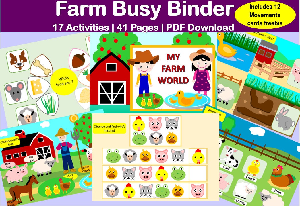 Farm Animals Preschooler Activity Homeschooling Activity | Etsy