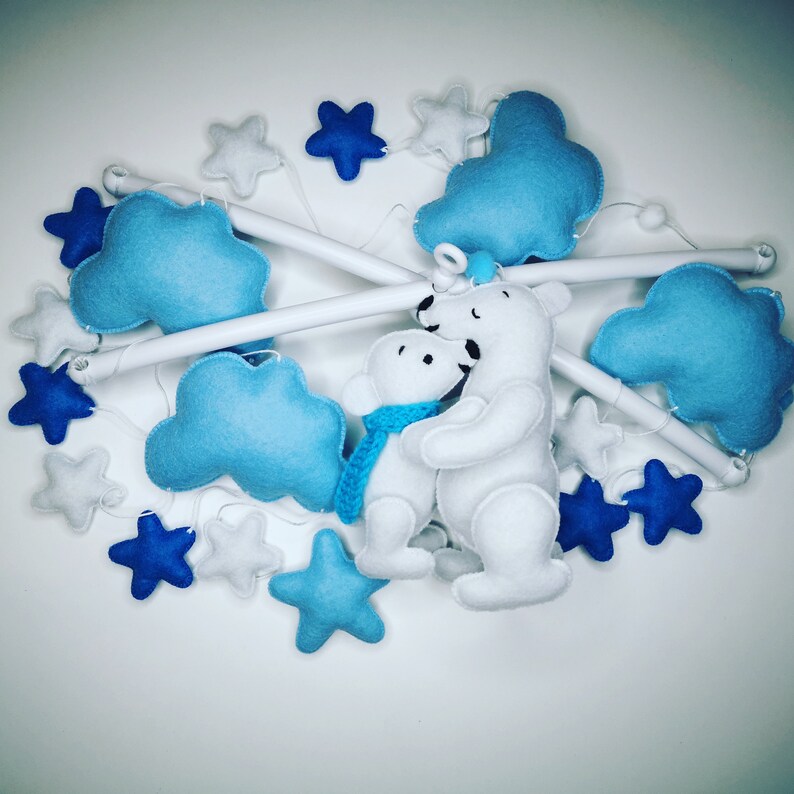 Boy Mobile Blue Mobile Baby Animal Mobile Baby Shower modern neutral nursery decoration Polar bear baby mobile Newborn Gift