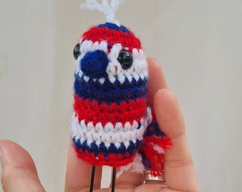 Red white and blue crocheted bird figure | Quirky gift | Home decor | Oddbirdz  - George