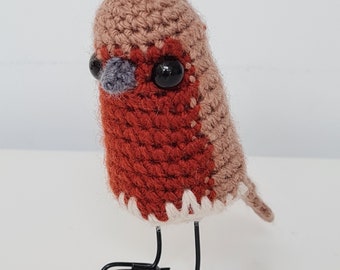 Standing crochet Robin bird | Made to Order | Mother's day gift | British Garden Oddbirdz - Robin