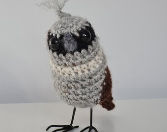 Standing crochet Sparrow bird | Made to Order | Mother's day gift | British Garden Oddbirdz - Sparrow