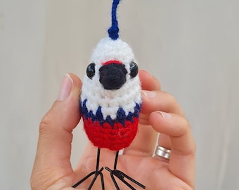 Red white and blue crocheted bird figure | Quirky gift | Home decor | Oddbirdz  - Beth