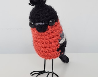 Standing crochet Bullfinch bird | Made to Order | Mother's day gift | British Garden Oddbirdz - Bullfinch