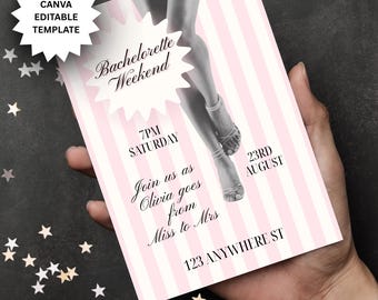 Editable Bachelorette Weekend Invitation Template: Customizable Girls Trip Itinerary