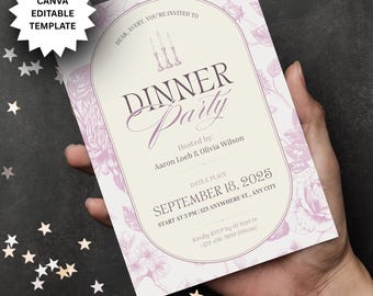 Elegant Dinner Party Invitation: Editable Canva Template (Digital Download)