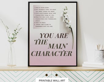 Main Character Energy Art Print: Bold Typography, Modern Wall Decor (Digital Download)